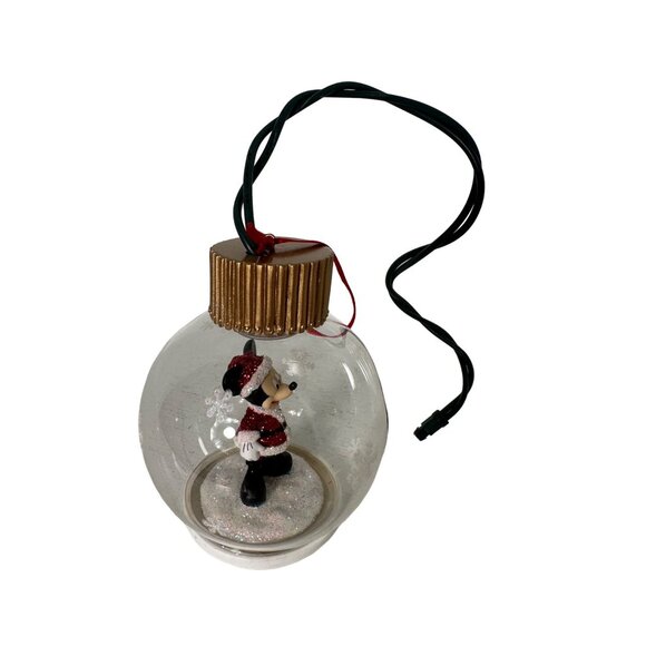 Disney Mickey Mouse Christmas Ornament snow globe  With LED Lights & Glitter Ins - Picture 2 of 5